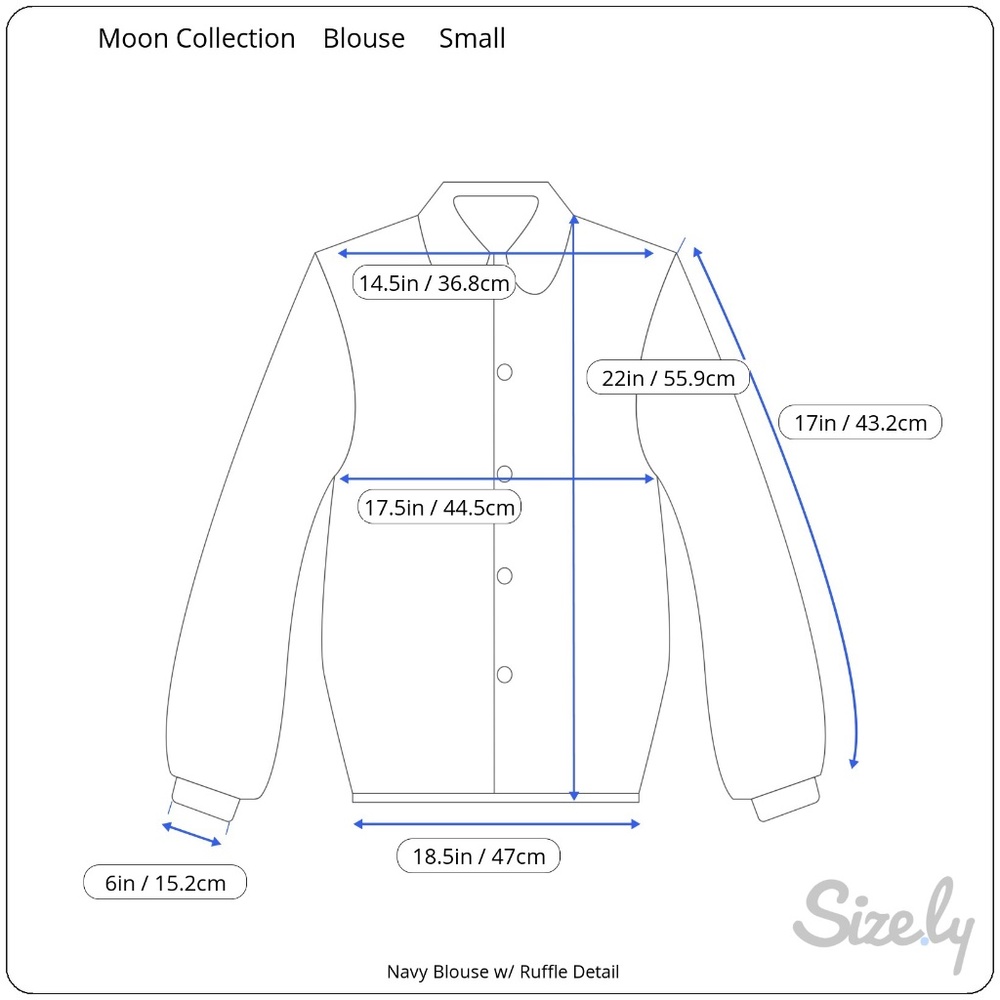 ANTHRO MOON COLLECTION Navy Silk Ruffle Blouse Sm - Picture 15 of 15